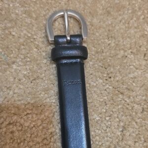 Rolfs Black Leather Belt with Silver Buckle
